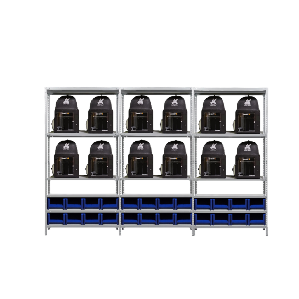 Комплект Flying Bear Ghost 6 Комплект Flying Bear Ghost 6: 12 профессиональных 3D-принтеров, 3 стеллажа, ИБП и полное электронное оборудование